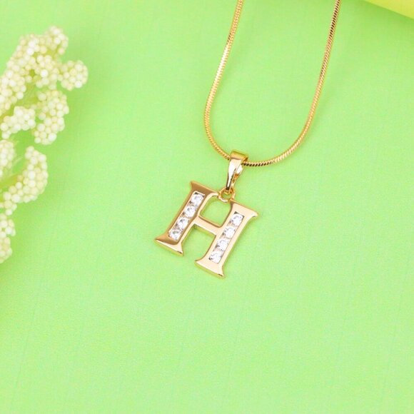 "Rose Gold Letter H Pendant with Crystals – 18K Gold Plated Charm, XPPT1357 - Picture 12 of 13